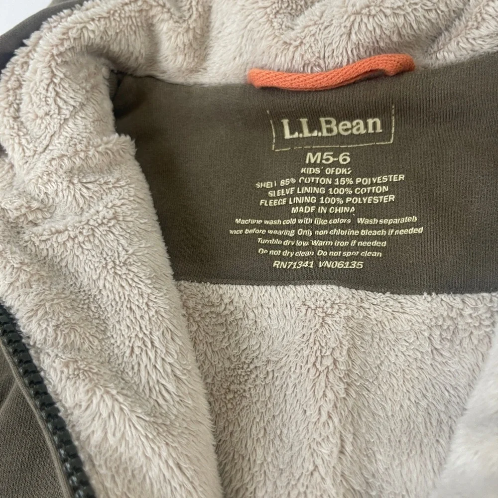 Ll Bean children's Soft Lined Hoodie M 5/6 Green Cotton/poly